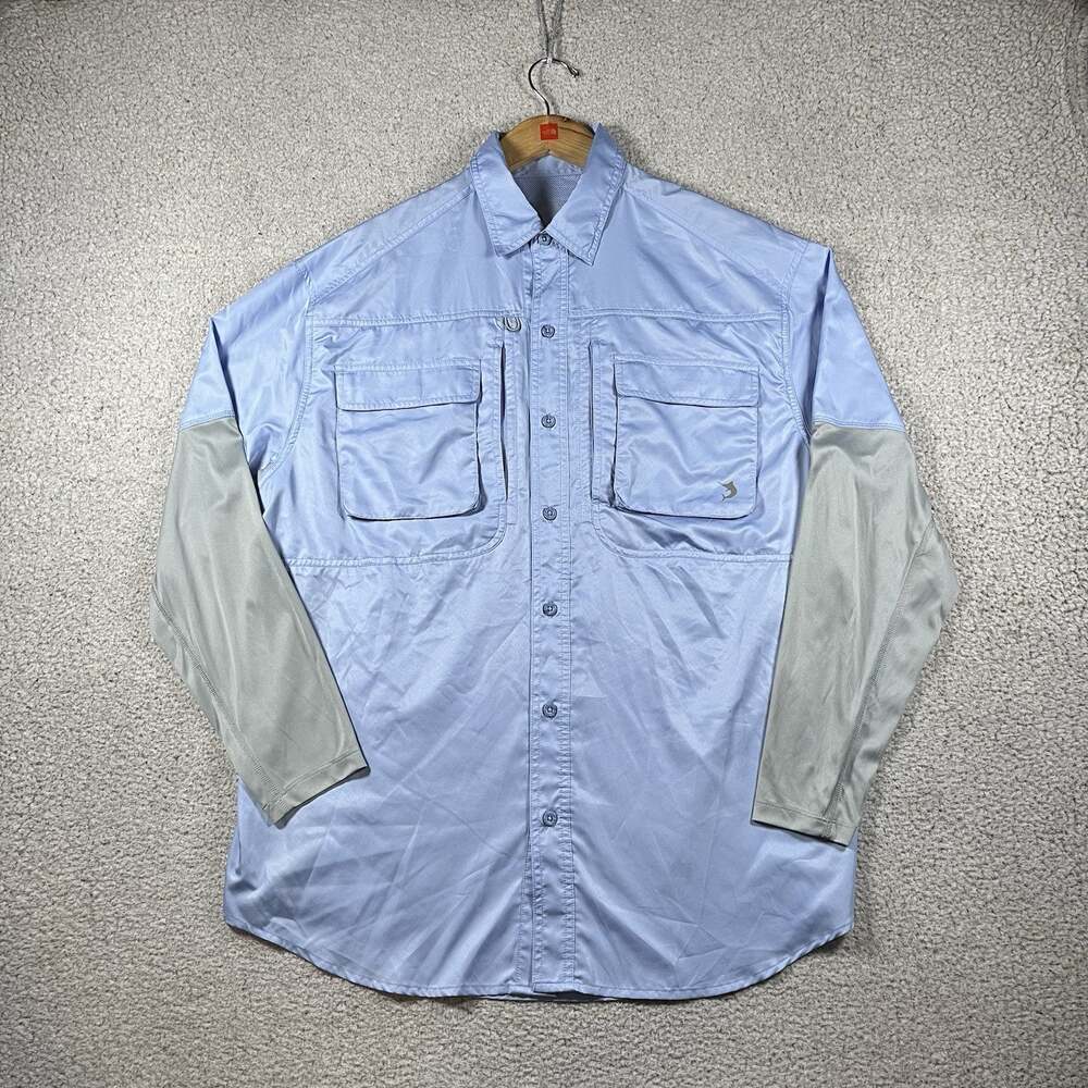 Reel Legends Shirt Men L Performance Button Blackfin Long Sleeve Vented Fishing
